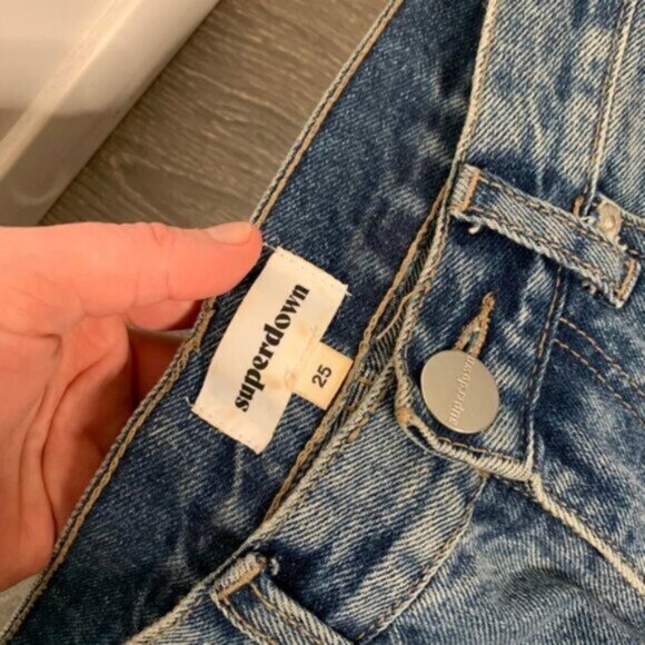 Superdown Revolve Angie Girlfriend Jeans Straight Leg Wash Blue High rise 25 - Picture 12 of 15